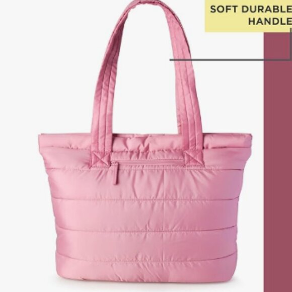 NWT Reebok Beatrice Pink Quilted Tote Bag 20.9L Lightweight Shoulder Tote - Picture 7 of 9
